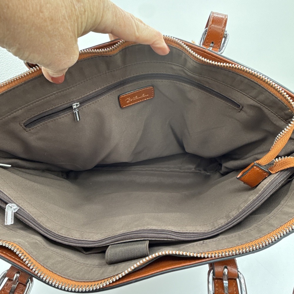 BOSTANTEN Brown Leather Briefcase Shoulder Bag 17" Laptop Case - Picture 6 of 14